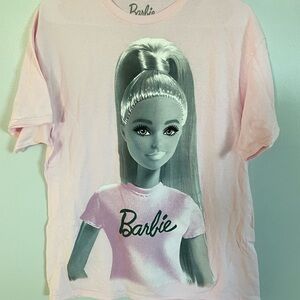 Barbie Light Pink Graphic Print Cotton Hybrid Tee womans size large